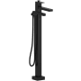 Riobel Kubik Floor Mounted Thermostatic Tub Filler with Built-In Diverter - Includes Hand Shower Black