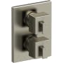 Riobel Kubik Six Function Thermostatic Valve Trim Only with Dual Lever Handles and Integrated Diverter - Less Rough In Brushed Nickel