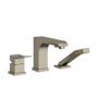 Riobel Zendo Deck Mounted Roman Tub Filler with Built-In Diverter - Includes Hand Shower Brushed Nickel