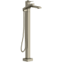 Riobel Zendo Floor Mounted Thermostatic Tub Filler with Built-In Diverter - Includes Hand Shower Brushed Nickel