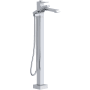 Riobel Zendo Floor Mounted Thermostatic Tub Filler with Built-In Diverter - Includes Hand Shower Chrome