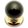 RK International Porcelain 1" Round Ball Classic Cabinet Knob with Backplate Polished Brass / Black