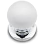 RK International Porcelain 1" Round Ball Classic Cabinet Knob with Backplate Chrome / White