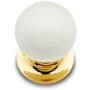 RK International Porcelain 1" Round Ball Classic Cabinet Knob with Backplate Polished Brass / White