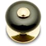RK International Porcelain 1-1/4" Round Classic Flat Mushroom Cabinet Knob with Beaded Tip and Backplate Polished Brass / Black