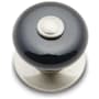 RK International Porcelain 1-1/4" Round Classic Flat Mushroom Cabinet Knob with Beaded Tip and Backplate Satin Nickel / Black