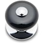 RK International Porcelain 1-1/4" Round Classic Flat Mushroom Cabinet Knob with Beaded Tip and Backplate Chrome / Black