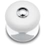 RK International Porcelain 1-1/4" Round Classic Flat Mushroom Cabinet Knob with Beaded Tip and Backplate Chrome / White