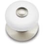 RK International Porcelain 1-1/4" Round Classic Flat Mushroom Cabinet Knob with Beaded Tip and Backplate Satin Nickel / White
