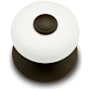 RK International Porcelain 1-1/4" Round Classic Flat Mushroom Cabinet Knob with Beaded Tip and Backplate Oil Rubbed Bronze / White