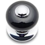 RK International Porcelain 1" Round Classic Flat Mushroom Button Top Cabinet Knob with Backplate Chrome / Black