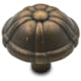 RK International Small Petal 1-1/4" Round Solid Brass Flower Farmhouse Mushroom Cabinet / Drawer Knob Antique English