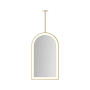 Robern Sculpt 19-1/4"W x 33"H Arched Flat Metal Framed Ceiling Mounted Bathroom Mirror with LED Lighting Brass