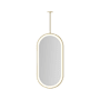 Robern Sculpt 19-1/4"W x 39-3/8"H Pill Flat Metal Framed Ceiling Mounted Bathroom Mirror with LED Lighting Brass