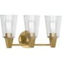 Robert Abbey Wheatley 3 Light 17" Wide Hardwired or Plug-In Vanity Light with Clear Glass Shades Modern Brass