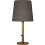 Robert Abbey Buster 29" Chica Buffet Table Lamp with a Smoke Gray Fabric Shade Aged Brass
