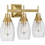 Robert Abbey Grace 3 Light 21" Wide Hardwired or Plug-In Vanity Light with Clear Glass Shades Modern Brass