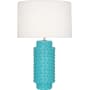 Robert Abbey Dolly 28" Column Table Lamp with a Fondine Fabric Shade Egg Blue