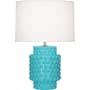 Robert Abbey Dolly 22" Column Table Lamp with a Fondine Fabric Shade Egg Blue