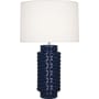 Robert Abbey Dolly 28" Column Table Lamp with a Fondine Fabric Shade Midnight Blue