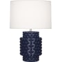 Robert Abbey Dolly 22" Column Table Lamp with a Fondine Fabric Shade Midnight Blue