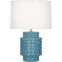 Robert Abbey Dolly 22" Column Table Lamp with a Fondine Fabric Shade Steel Blue