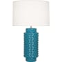 Robert Abbey Dolly 28" Column Table Lamp with a Fondine Fabric Shade Peacock