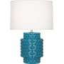 Robert Abbey Dolly 22" Column Table Lamp with a Fondine Fabric Shade Peacock