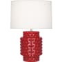 Robert Abbey Dolly 22" Column Table Lamp with a Fondine Fabric Shade Ruby Red