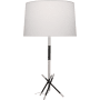 Robert Abbey Thatcher 29" Tall Buffet Table Lamp with Oyster Linen Shade Polished Nickel / Matte Black Accents