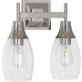 Robert Abbey Grace 2 Light 13" Wide Hardwired or Plug-In Vanity Light with Clear Glass Shades Polished Nickel