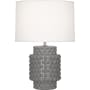 Robert Abbey Dolly 22" Column Table Lamp with a Fondine Fabric Shade Smoky Taupe