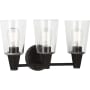 Robert Abbey Wheatley 3 Light 17" Wide Hardwired or Plug-In Vanity Light with Clear Glass Shades Deep Patina Bronze