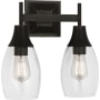 Robert Abbey Grace 2 Light 13" Wide Hardwired or Plug-In Vanity Light with Clear Glass Shades Deep Patina Bronze
