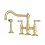 Rohl Acqui 1.5 GPM Bridge Kitchen Faucet - Includes Side Spray Unlacquered Brass (Living Finish)