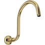 Rohl Shower 12-1/16" Wall Mounted Shower Arm and Flange Unlacquered Brass (Living Finish)