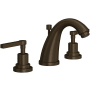Rohl Lombardia 1.2 GPM Widespread Bathroom Faucet with Pop-Up Drain Assembly Tuscan Brass