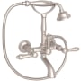 Rohl Acqui Bath Wall Mounted Tub Filler with Built-In Diverter - Includes Hand Shower Satin Nickel