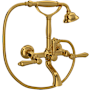 Rohl Acqui Bath Wall Mounted Tub Filler with Built-In Diverter - Includes Hand Shower Unlacquered Brass (Living Finish)
