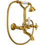 Rohl Acqui Wall Mounted Tub Filler with Built-In Diverter - Includes Hand Shower Unlacquered Brass