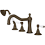 Rohl Acqui Deck Mounted Roman Tub Filler with Built-In Diverter - Includes Hand Shower Tuscan Brass (Living Finish)
