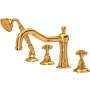 Rohl Acqui Deck Mounted Roman Tub Filler with Built-In Diverter - Includes Hand Shower Italian Brass