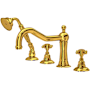 Rohl Acqui Deck Mounted Roman Tub Filler with Built-In Diverter - Includes Hand Shower Unlacquered Brass (Living Finish)