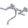 Rohl Acqui 1.2 GPM Wall Mounted Widespread Bridge Bathroom Faucet with Metal Lever Handles Polished Chrome