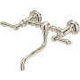 Rohl Acqui 1.2 GPM Wall Mounted Widespread Bridge Bathroom Faucet with Metal Lever Handles Polished Nickel
