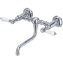 Rohl Acqui 1.2 GPM Wall Mounted Widespread Bridge Bathroom Faucet with Porcelain Lever Handles Polished Chrome