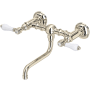 Rohl Acqui 1.2 GPM Wall Mounted Widespread Bridge Bathroom Faucet with Porcelain Lever Handles Polished Nickel