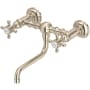 Rohl Acqui 1.2 GPM Wall Mounted Widespread Bridge Bathroom Faucet Satin Nickel