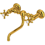Rohl Acqui 1.2 GPM Wall Mounted Widespread Bridge Bathroom Faucet Unlacquered Brass