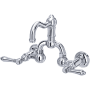 Rohl Acqui 1.2 GPM Wall Mounted Widespread Bridge Bathroom Faucet with Pop-Up Drain Assembly and Metal Lever Handles Polished Chrome